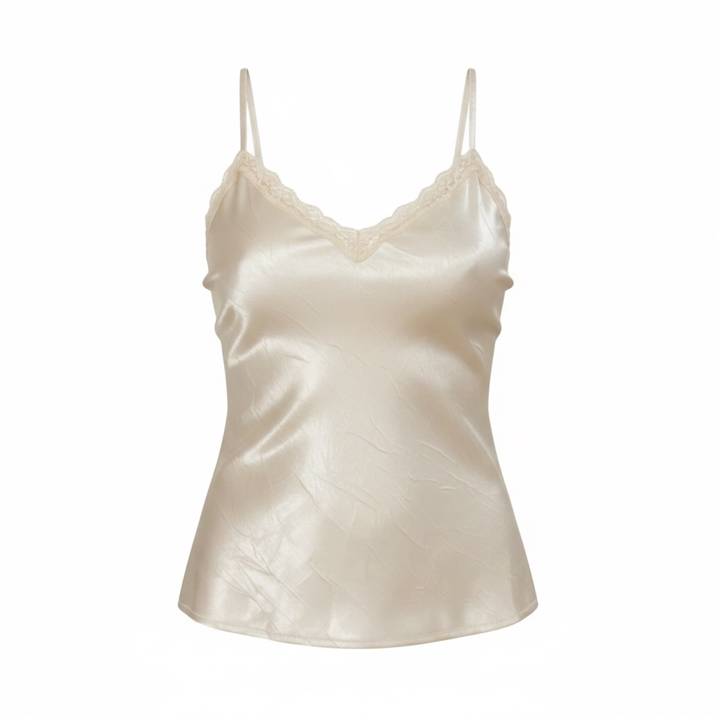 Xhilaration Ivory Satin Lace-Trim Camisole Tank Top